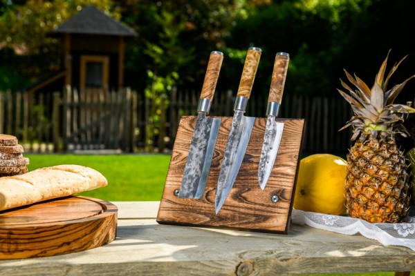 VG10 Forged Kochmesser mit Klingenschutz aus Leder