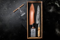 Vorschau: VG10 Forged Kochmesser mit Klingenschutz aus Leder Vorschau: VG10 Forged Kochmesser mit Klingenschutz aus Leder