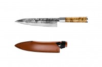 Vorschau: VG10 Forged Kochmesser mit Klingenschutz aus Leder Vorschau: VG10 Forged Kochmesser mit Klingenschutz aus Leder